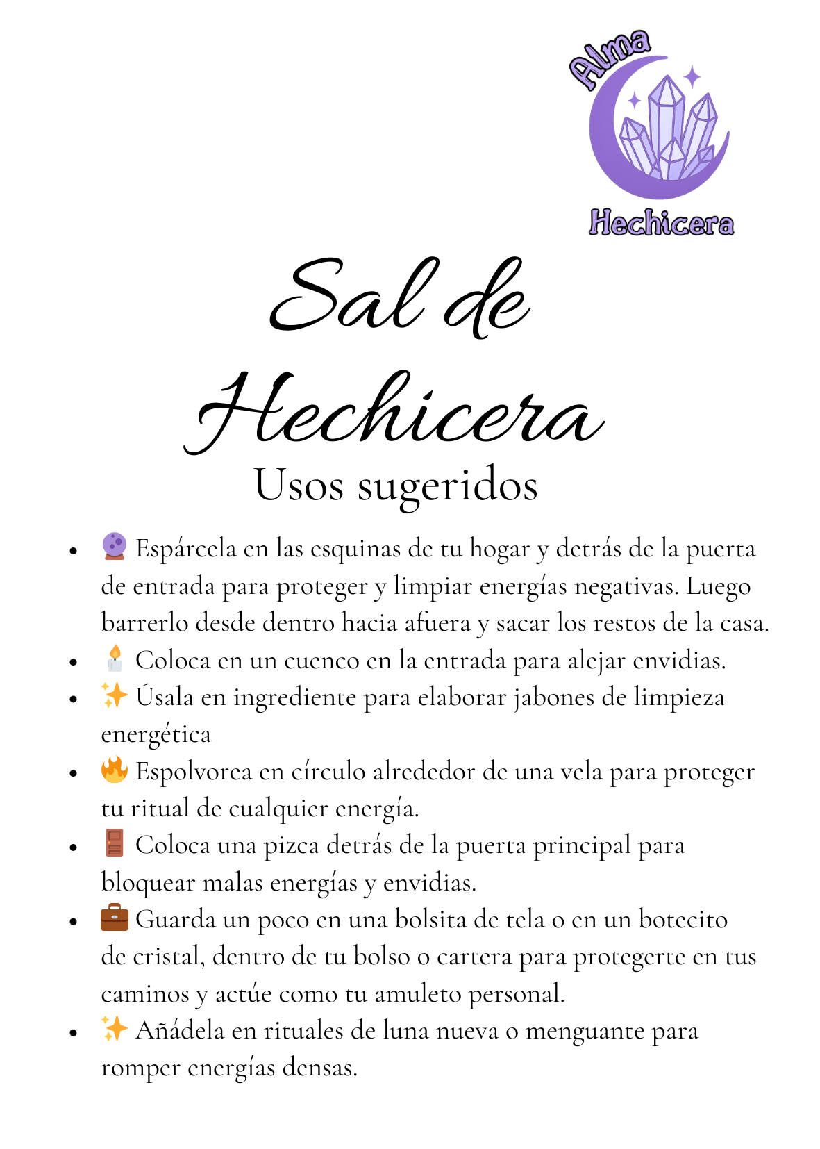 🧂 Sal de Hechicera – Limpieza y Protección Energética (100 g)