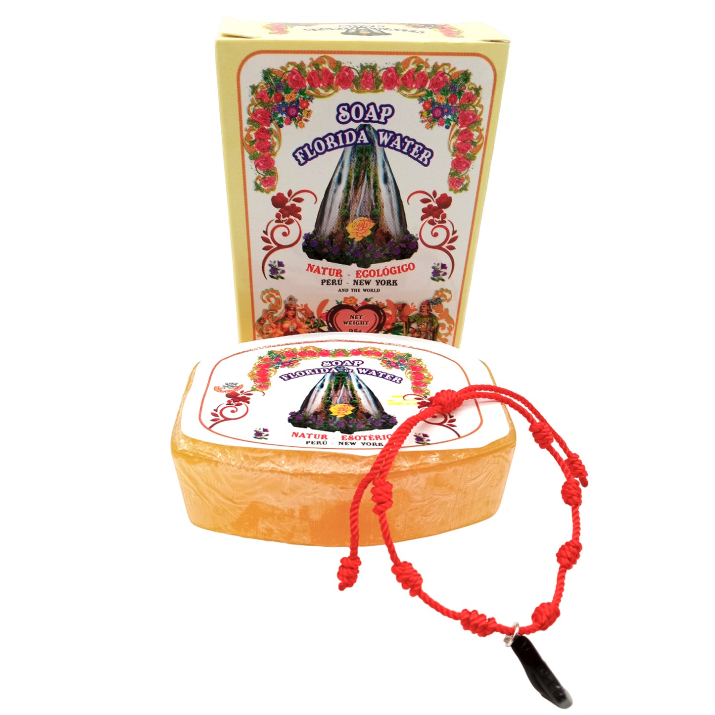 Colonia de Agua Florida 270 ml - Perú Murray y Lanman + Jabón Agua Florida + Pulsera 7 Nudos Roja - Limpia, purifica y aleja energías negativas