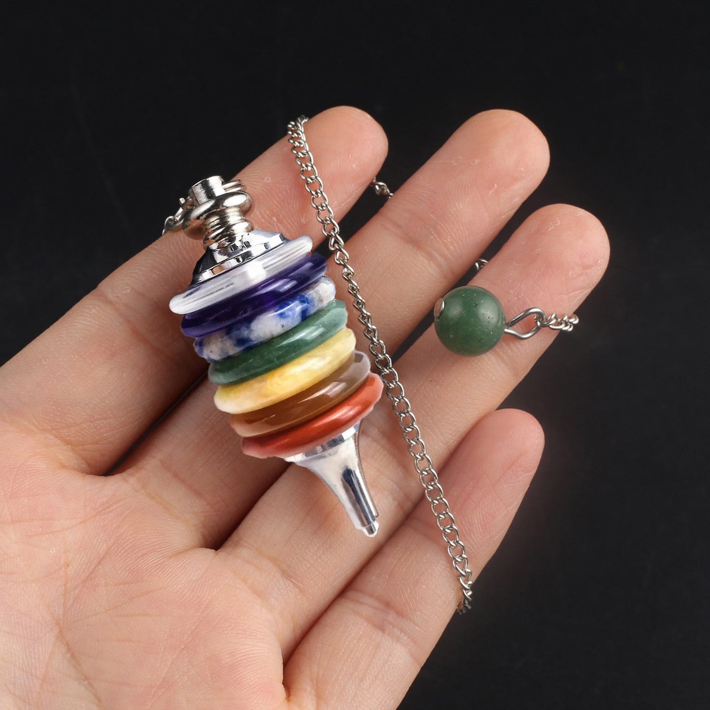 Péndulo 7 Chakras Adivinación, Sanación, Reiki, Radiestesia, Equilibrio de Energías Chakras, Limpieza de Espacios y Armonización