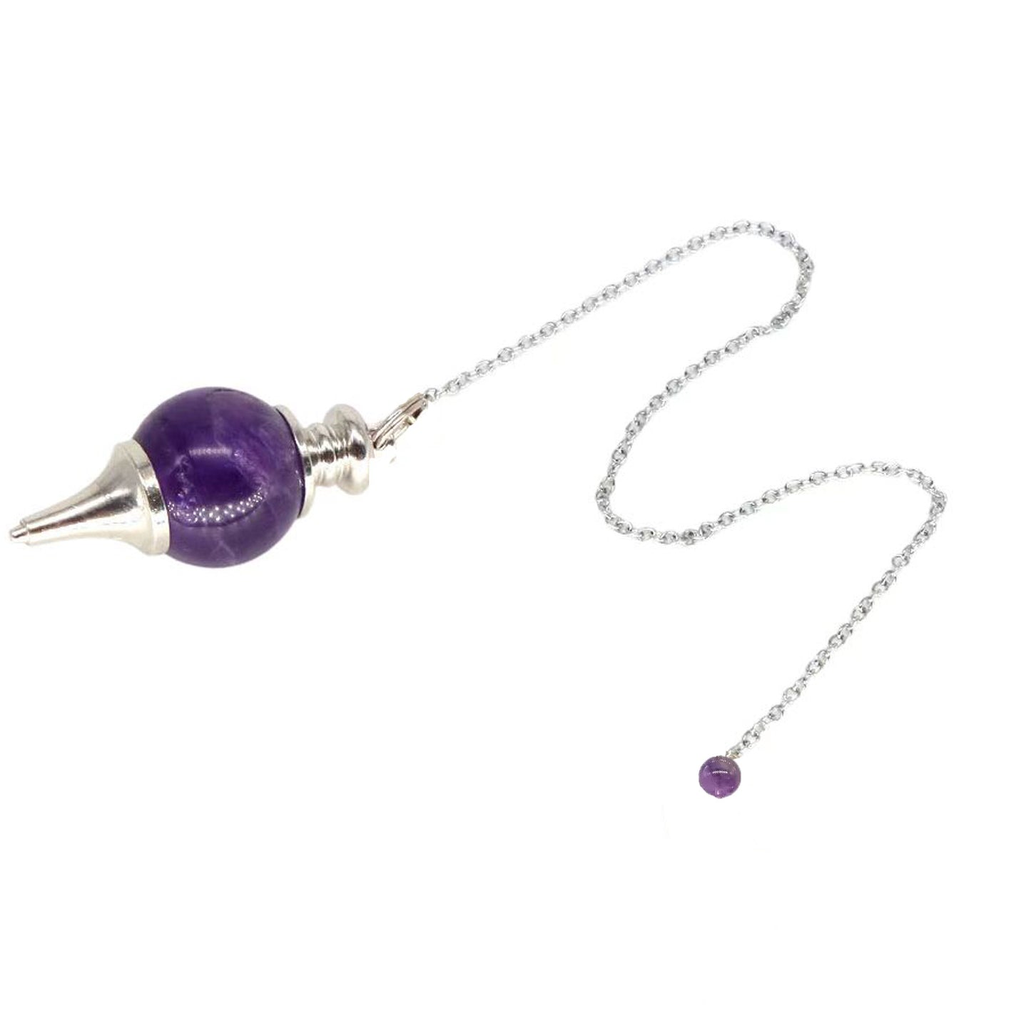 Péndulo de Amatista Natural Esfera- Adivinación, Sanación, Reiki, Radiestesia, Tarot, Equilibrio de Energías Chakras, Limpieza de Espacios y Armonización