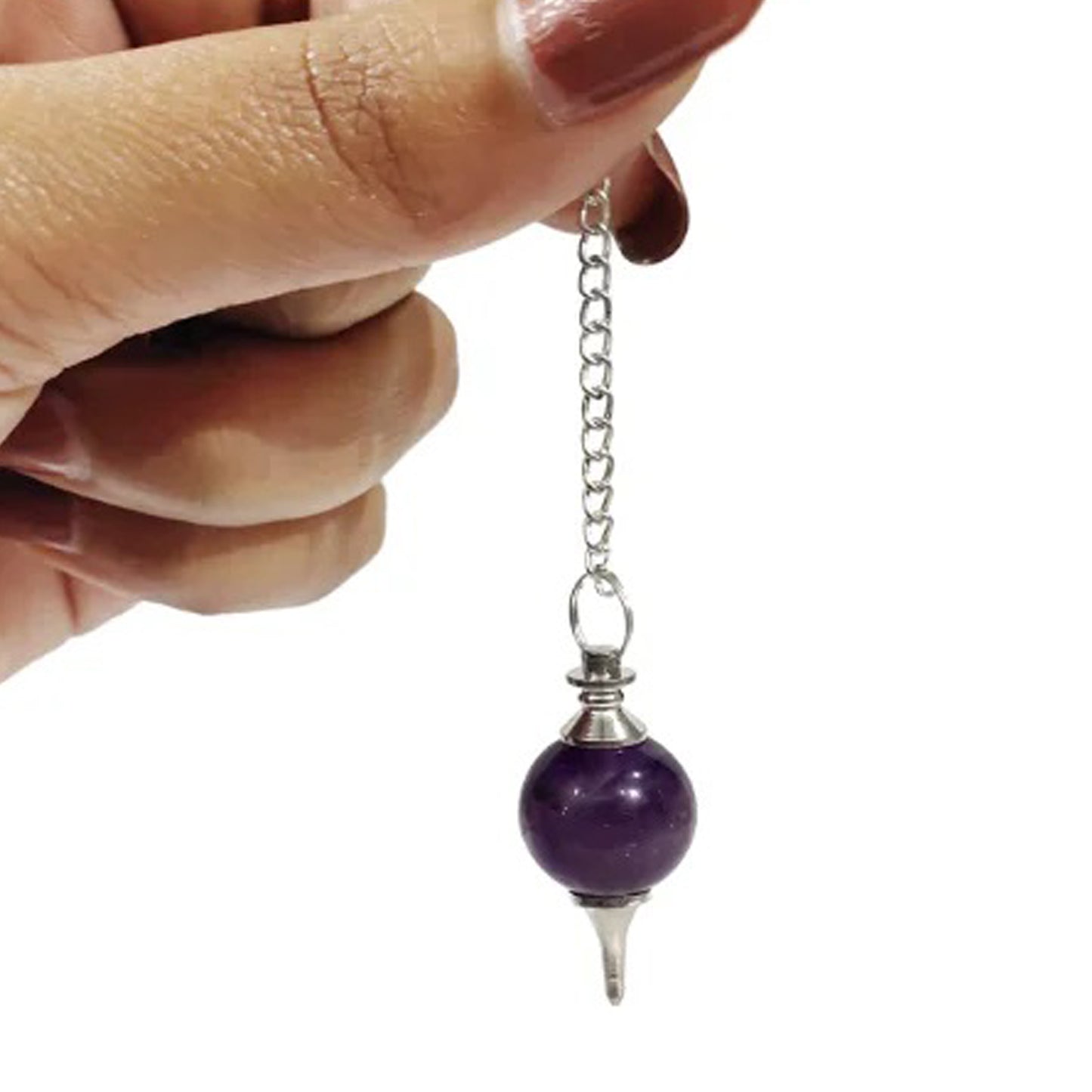 Péndulo de Amatista Natural Esfera- Adivinación, Sanación, Reiki, Radiestesia, Tarot, Equilibrio de Energías Chakras, Limpieza de Espacios y Armonización