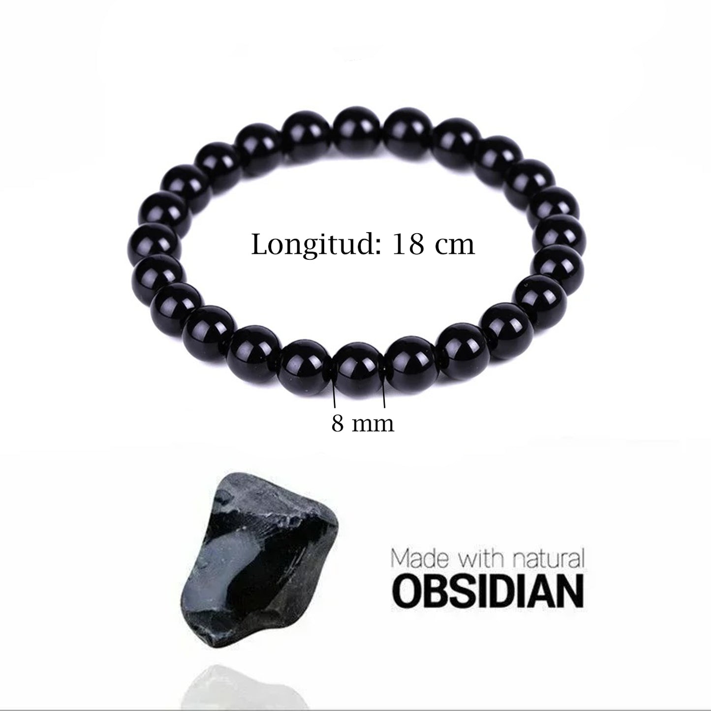 Pulsera Hematita y Pulsera Obsidiana. Equilibrio Emocional-Protección. Amuleto de protección para Hombre y Mujer