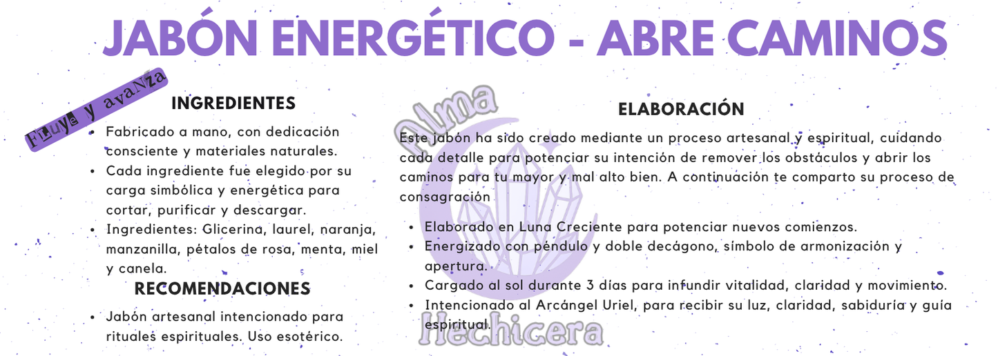 Jabón Artesanal - Abundancia y Apertura de Caminos - Abre Caminos - Hecho a Mano