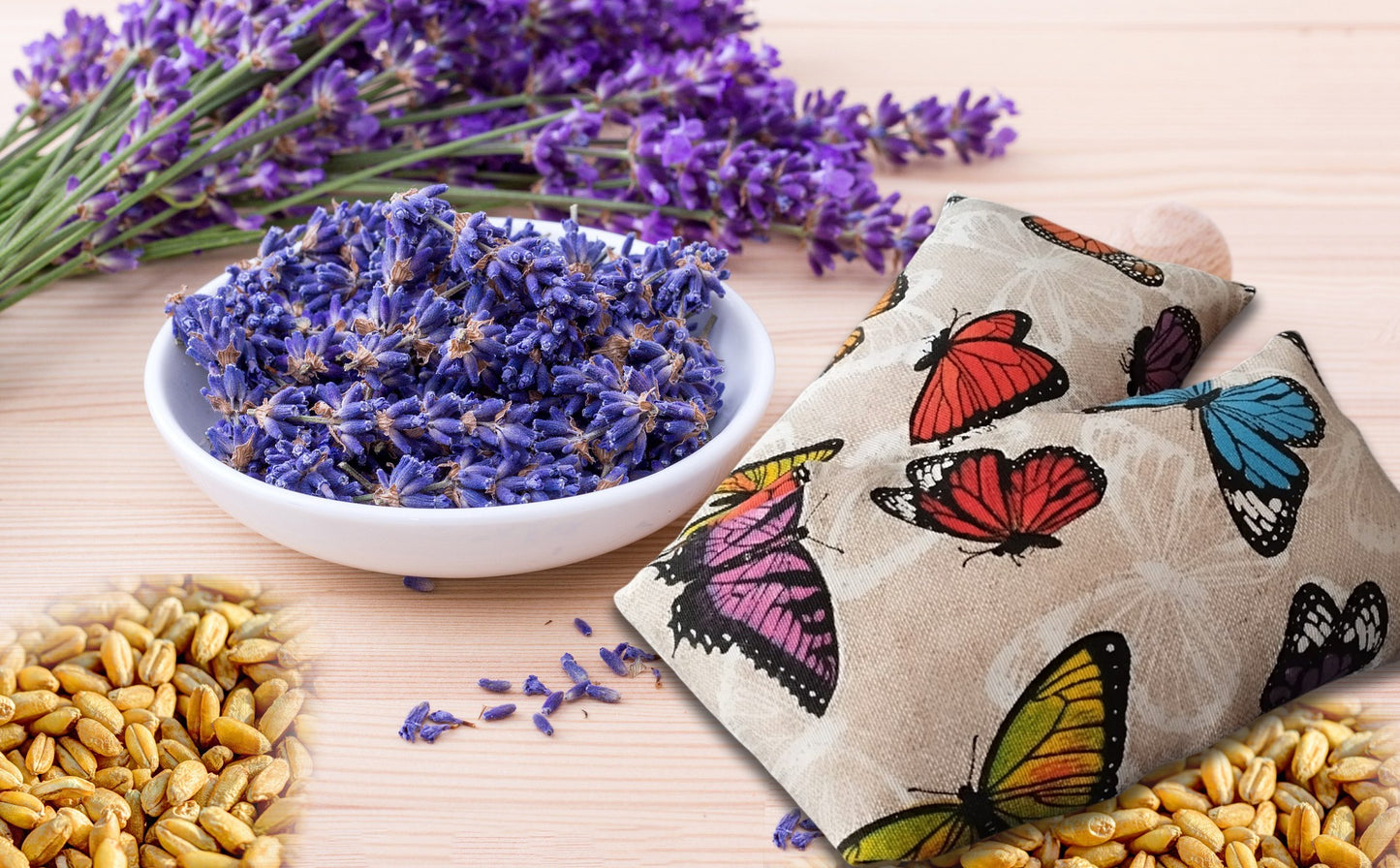 >> Saquito Térmico de Semillas para Microondas Aroma Lavanda + Aceite Esencial Lavanda 10 ml - Alivia Dolores Cervicales y Lumbares - Hecho en España