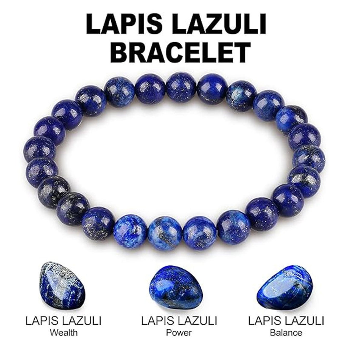 Pulsera de Lapislázuli + REGALO Colgante Lapislázuli - Bienestar – Calma – Relajación - Comunicación. Amuleto de protección para Hombre y Mujer