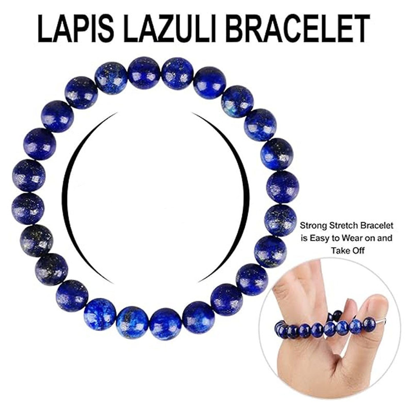 Pulsera de Lapislázuli + REGALO Colgante Lapislázuli - Bienestar – Calma – Relajación - Comunicación. Amuleto de protección para Hombre y Mujer