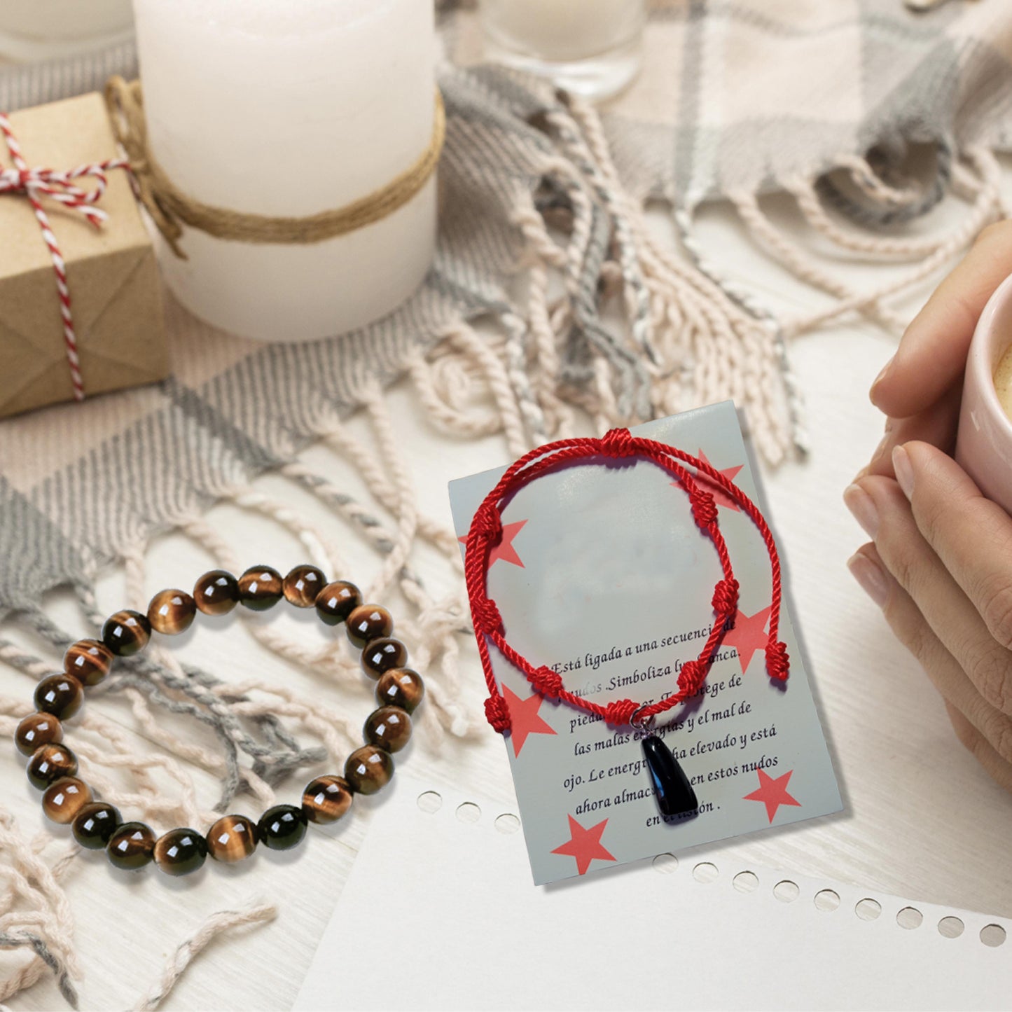 Pulsera Ojo de Tigre y Pulsera 7 Nudos - Limpia, purifica y aleja energías negativas