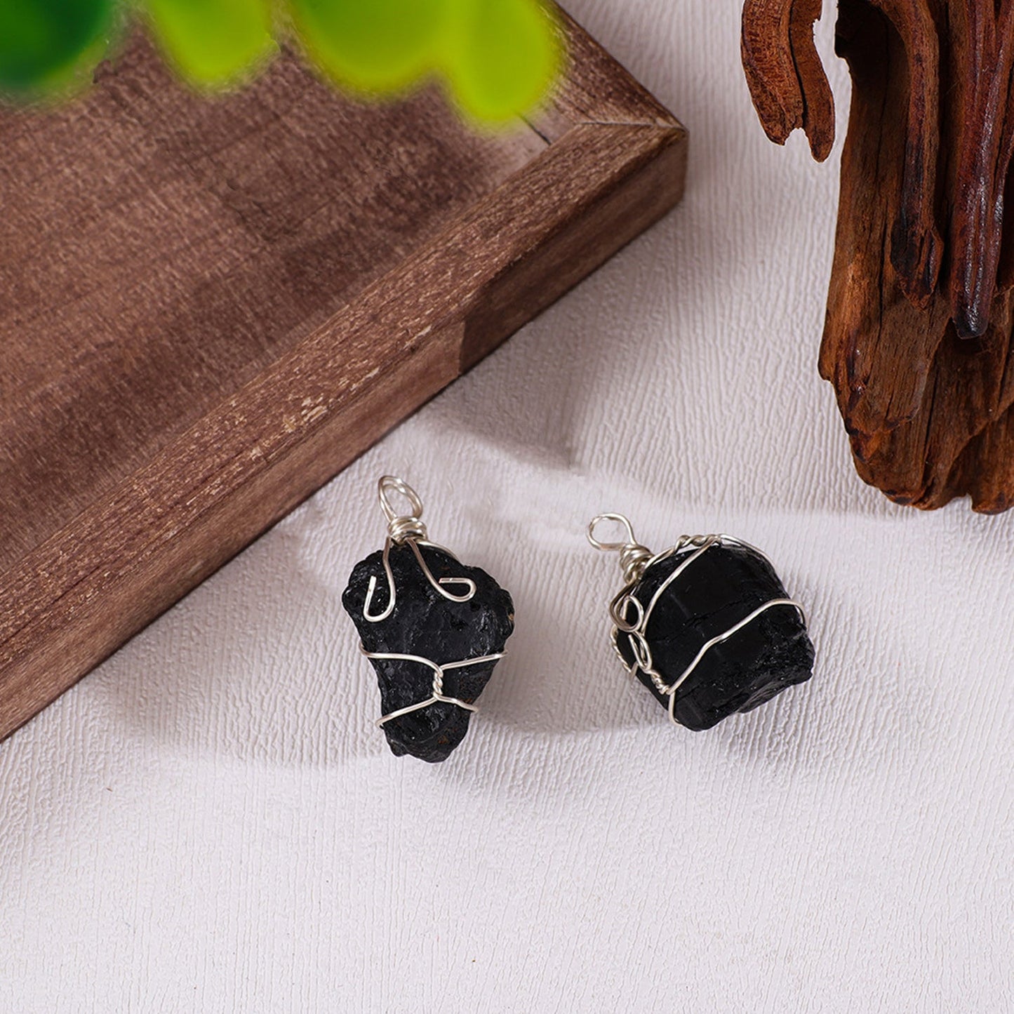 Pulsera Turmalina Negra Piedra Natural + Colgante Turmalina - Pack Protector de Energías Negativas