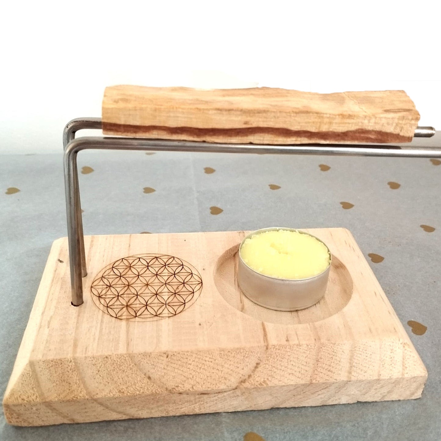 Quemador de Palo Santo con Velita + Stick Incienso Palo Santo | Ritual de Limpieza y Armonía